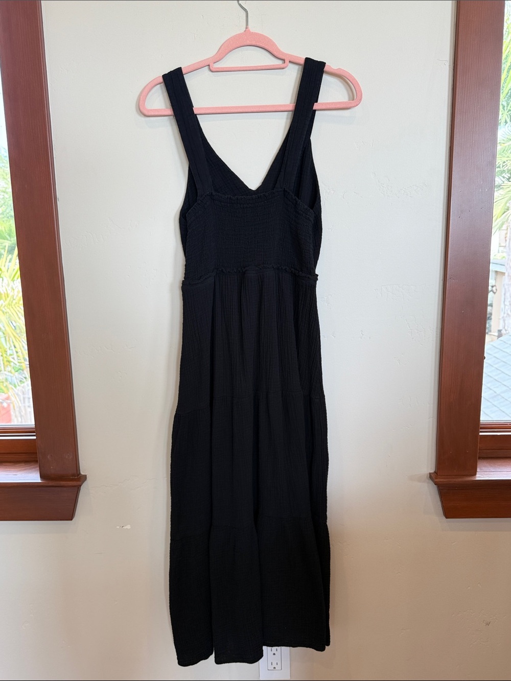 Steve Madden Tiered 100% Cotton Midi Dress in Black Size Large - Picture 5 of 7